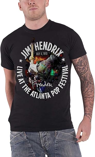 Amazon | [Jimi Hendrix] T Shirt Atlanta Pop Festival 1970 新しい